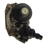 Front profile of a genuine BMW B47 water pump and thermostat assembly, showing the factory Saleri casting and pulley sticker with part number 8514458.