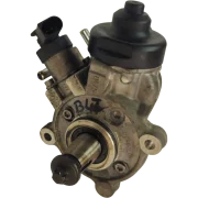Front angle view of a salvaged and tested Bosch high-pressure fuel pump for a BMW B47 diesel engine, ready for installation.